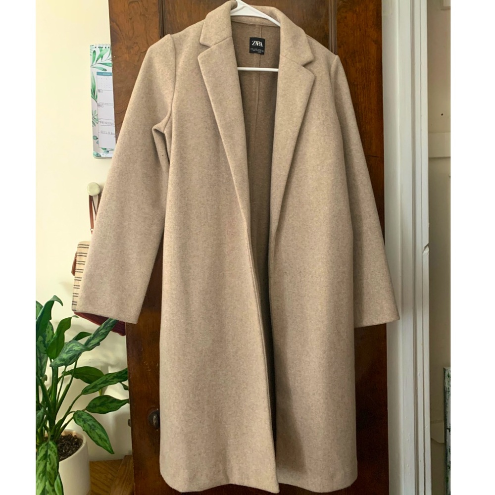 Zara Mercari Women’s Long Coat, Taupe, Size Small